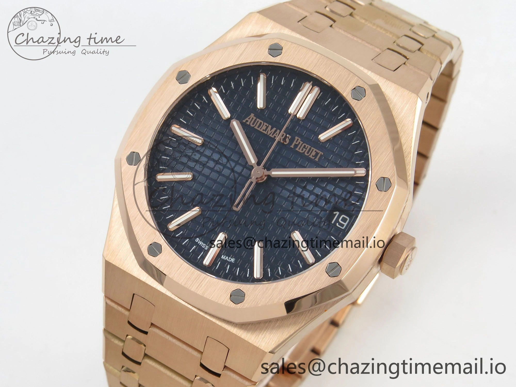 Royal Oak 15510 RG TWSF Best Edition Blue Textured Dial on RG Bracelet SA4302 Super Clone