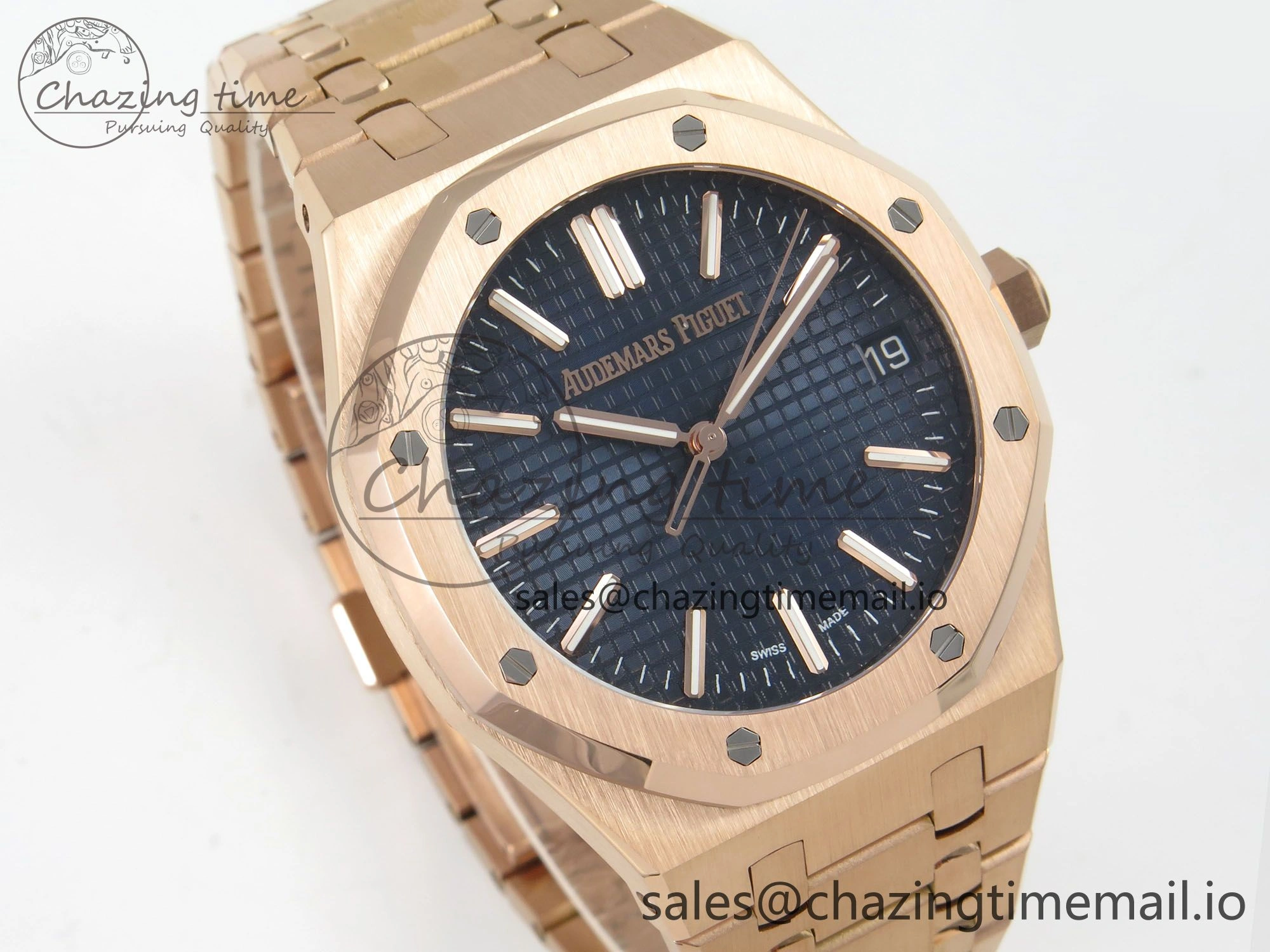 Royal Oak 15510 RG TWSF Best Edition Blue Textured Dial on RG Bracelet SA4302 Super Clone