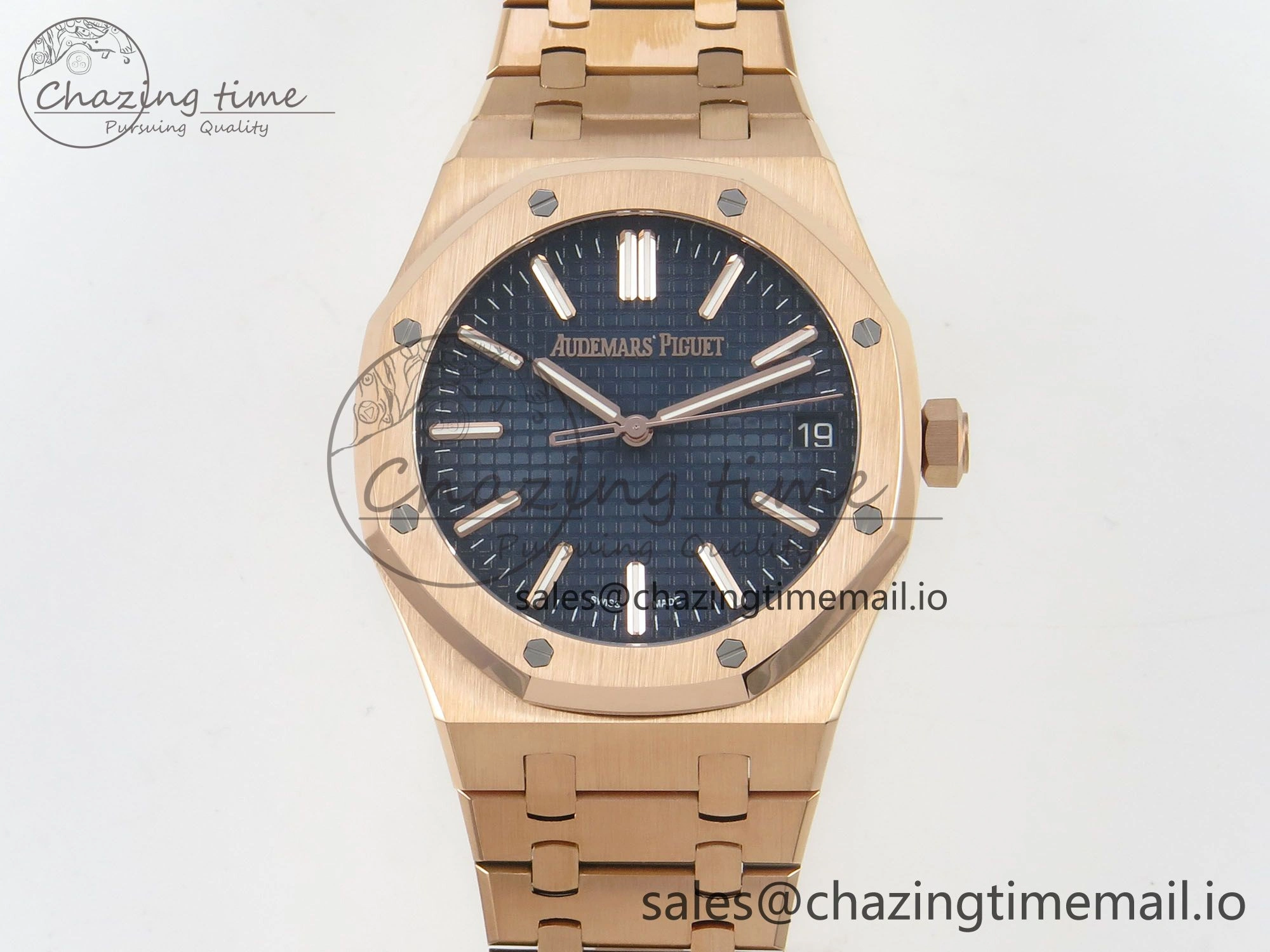 Royal Oak 15510 RG TWSF Best Edition Blue Textured Dial on RG Bracelet SA4302 Super Clone