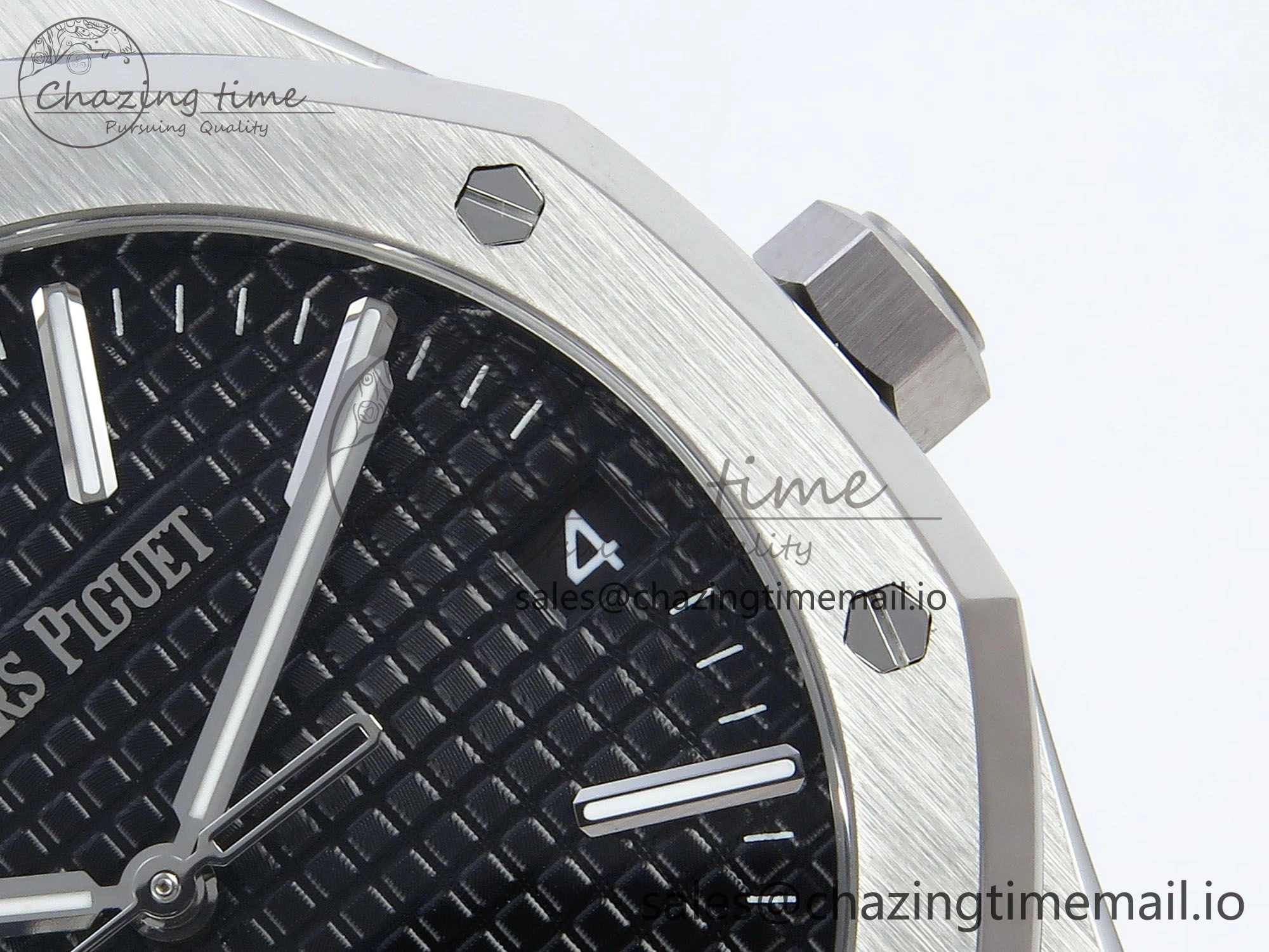 Royal Oak 15510 SS APSF 1:1 Best Edition Black Dial on SS Bracelet SA4302 Super Clone V2 (SW Dial)