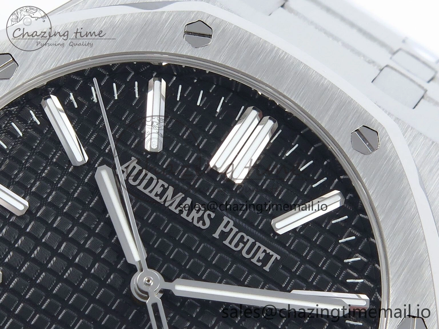 Royal Oak 15510 SS APSF 1:1 Best Edition Black Dial on SS Bracelet SA4302 Super Clone V2 (SW Dial)