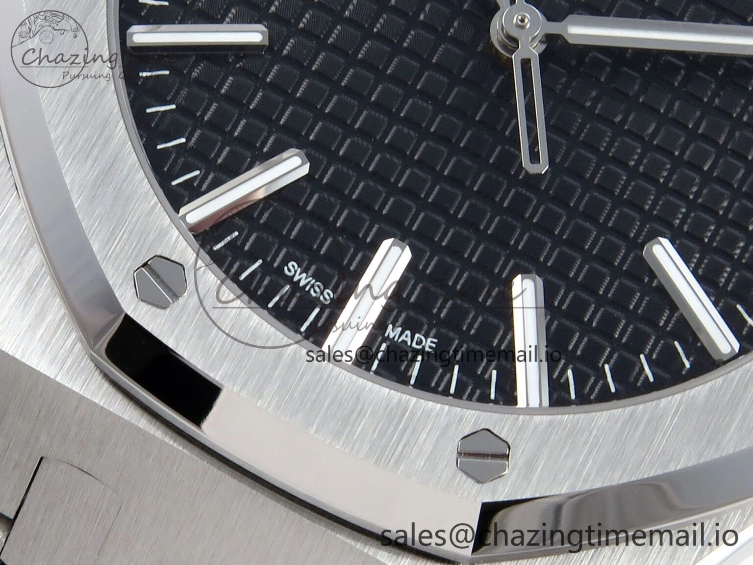 Royal Oak 15510 SS APSF 1:1 Best Edition Black Dial on SS Bracelet SA4302 Super Clone V2 (SW Dial)