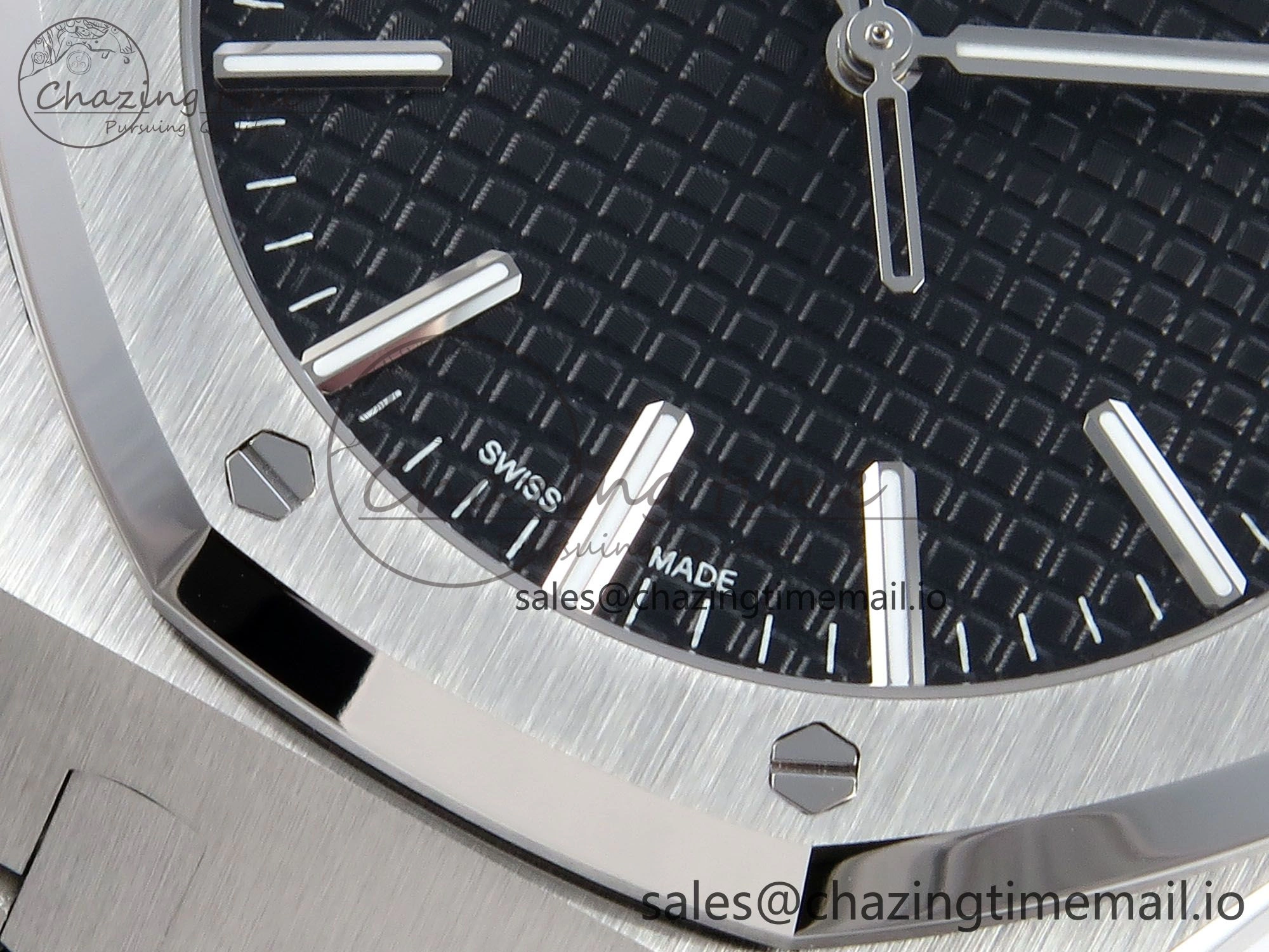 Royal Oak 15510 SS APSF 1:1 Best Edition Black Dial on SS Bracelet SA4302 Super Clone V2 (SW Dial)