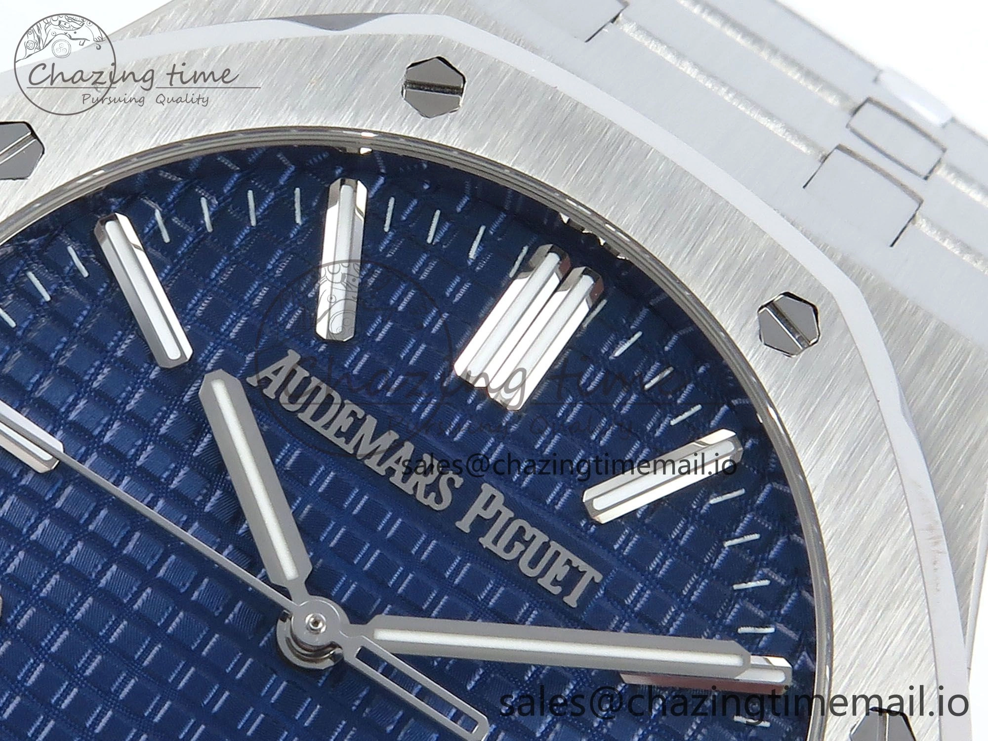 Royal Oak 15510 SS APSF 1:1 Best Edition Blue Dial on SS Bracelet SA4302 Super Clone V2 (SW Dial)