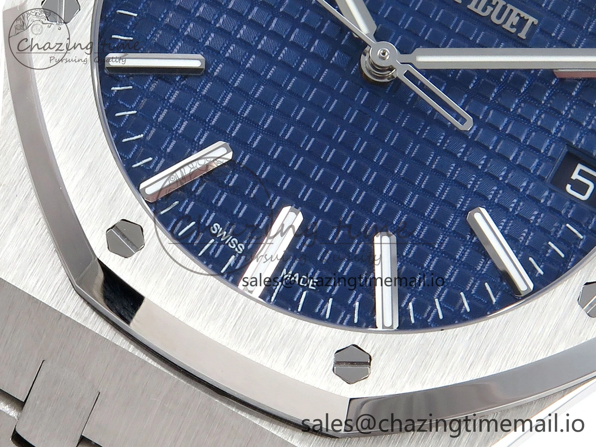 Royal Oak 15510 SS APSF 1:1 Best Edition Blue Dial on SS Bracelet SA4302 Super Clone V2 (SW Dial)