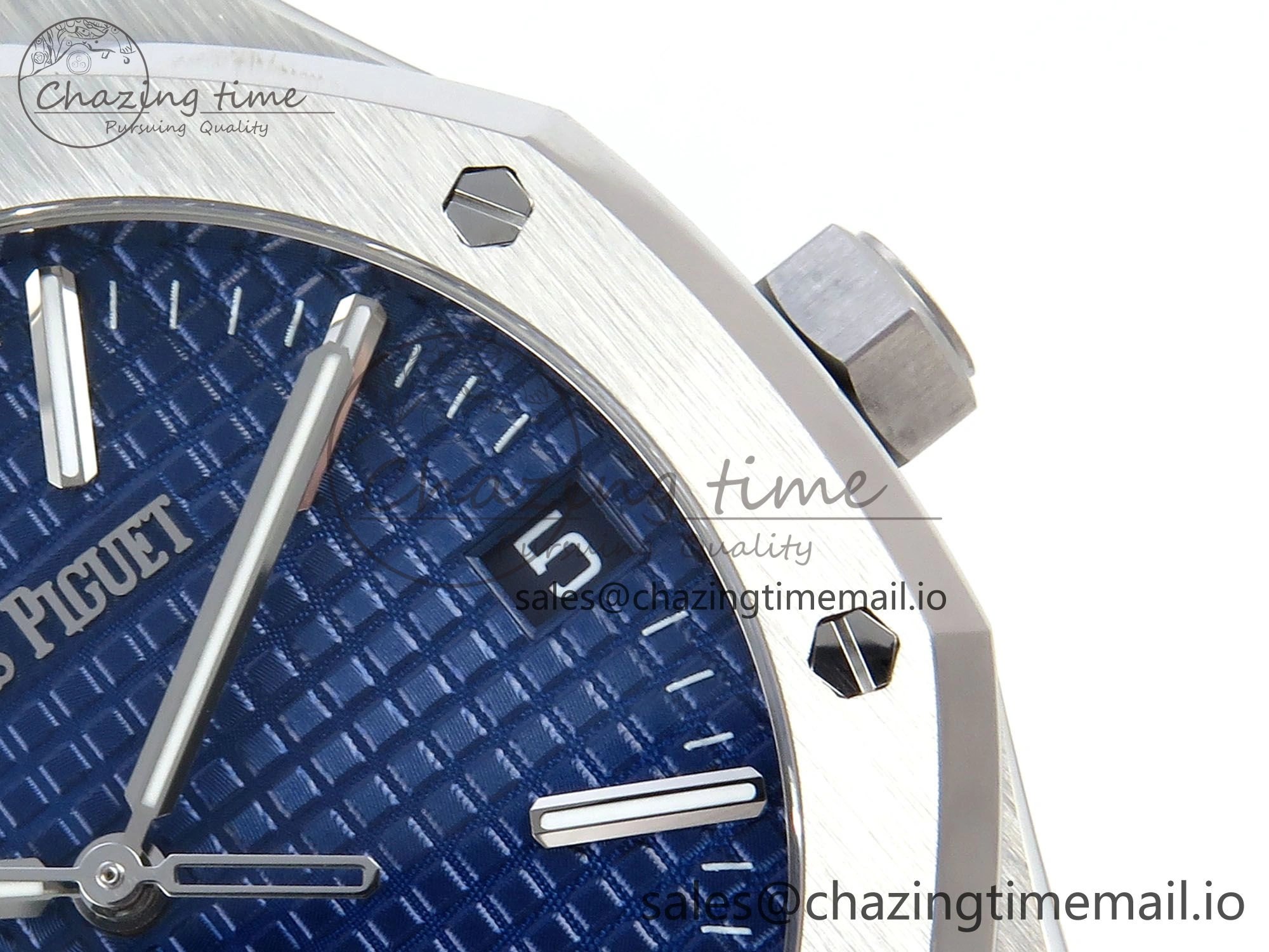 Royal Oak 15510 SS APSF 1:1 Best Edition Blue Dial on SS Bracelet SA4302 Super Clone V2 (SW Dial)