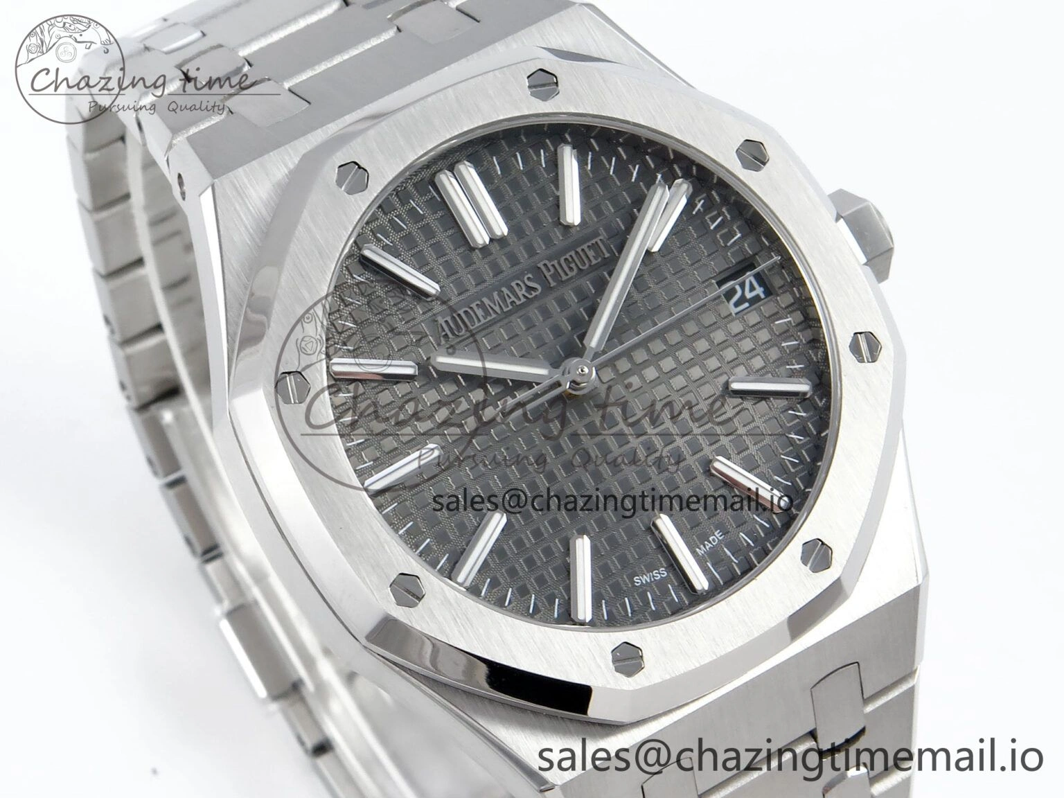 Royal Oak 15510 SS APSF 1:1 Best Edition Gray Dial on SS Bracelet SA4302 Super Clone V2 (SW Dial)