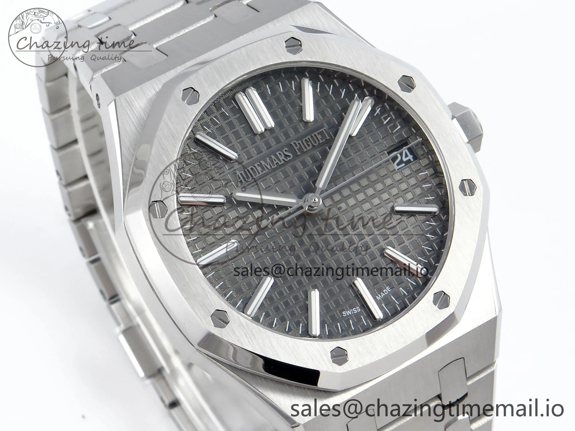 Royal Oak 15510 SS APSF 1:1 Best Edition Gray Dial on SS Bracelet SA4302 Super Clone V2 (SW Dial)