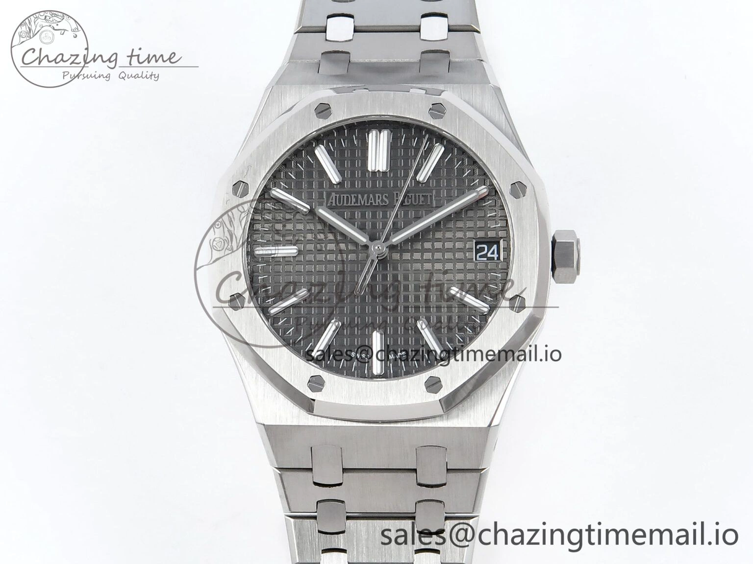 Royal Oak 15510 SS APSF 1:1 Best Edition Gray Dial on SS Bracelet SA4302 Super Clone V2 (SW Dial)