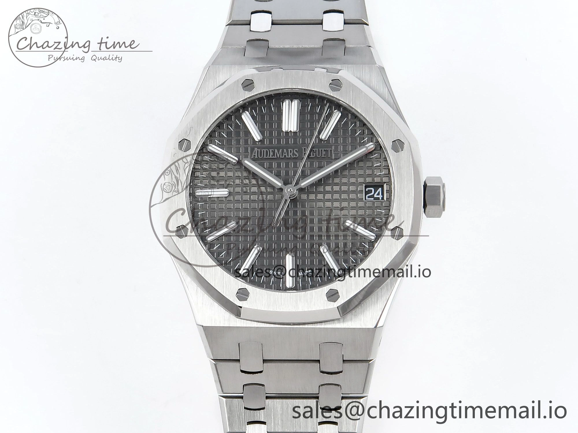 Royal Oak 15510 SS APSF 1:1 Best Edition Gray Dial on SS Bracelet SA4302 Super Clone V2 (SW Dial)