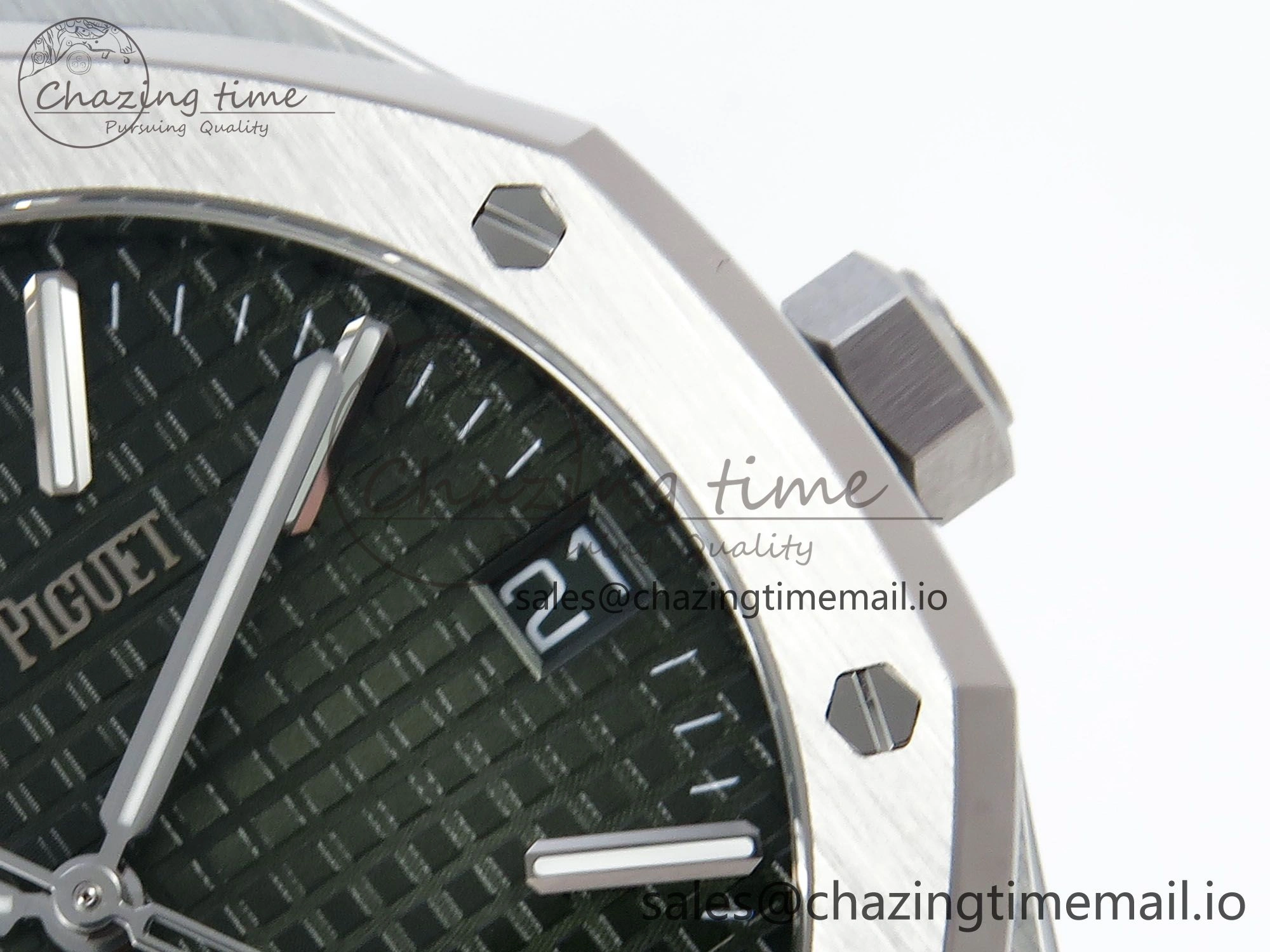 Royal Oak 15510 SS APSF 1:1 Best Edition Green Dial on SS Bracelet SA4302 Super Clone V2 (SW Dial)