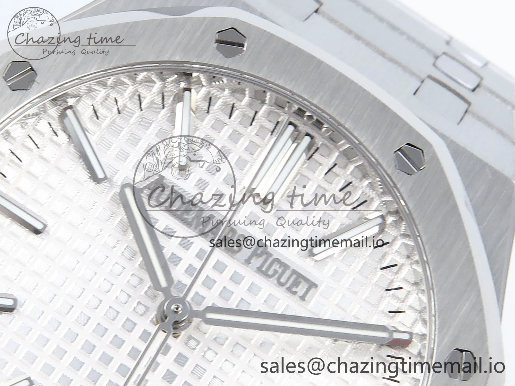 Royal Oak 15510 SS APSF 1:1 Best Edition White Dial on SS Bracelet SA4302 Super Clone V2 (SW Dial)