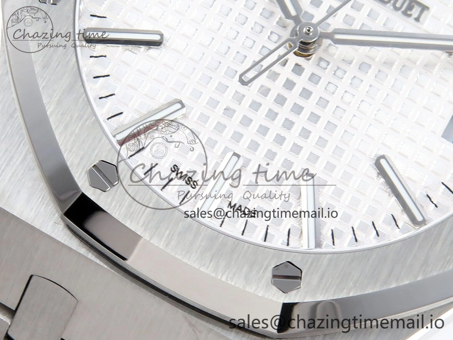 Royal Oak 15510 SS APSF 1:1 Best Edition White Dial on SS Bracelet SA4302 Super Clone V2 (SW Dial)