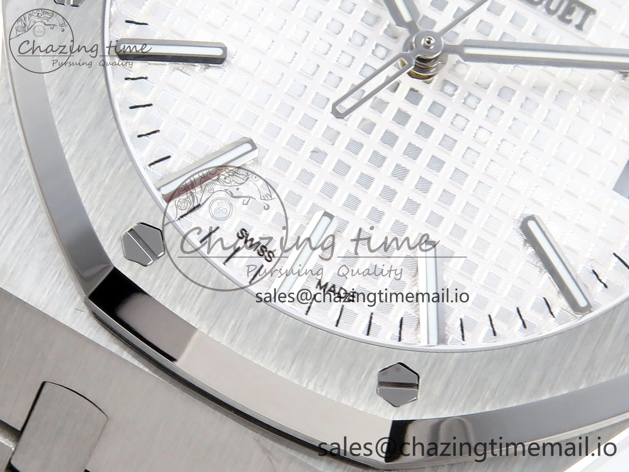 Royal Oak 15510 SS APSF 1:1 Best Edition White Dial on SS Bracelet SA4302 Super Clone V2 (SW Dial)
