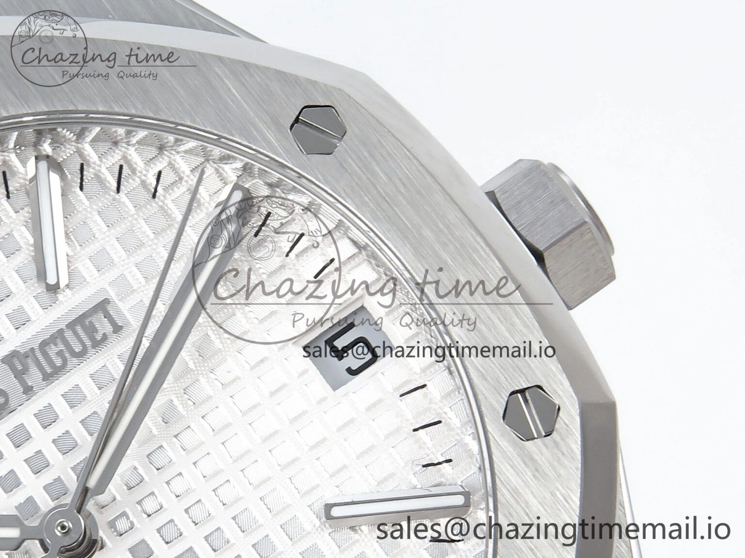 Royal Oak 15510 SS APSF 1:1 Best Edition White Dial on SS Bracelet SA4302 Super Clone V2 (SW Dial)