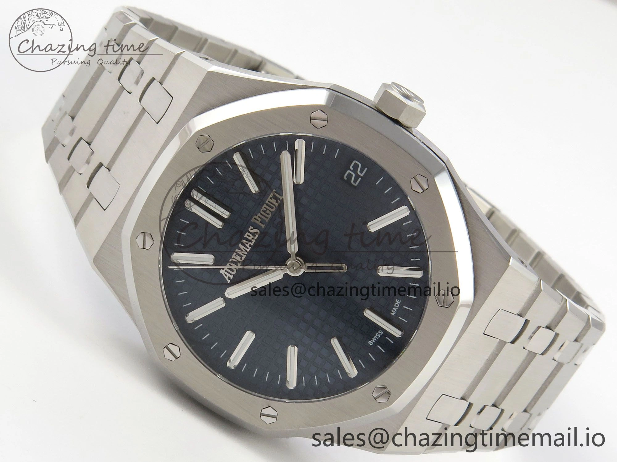 Royal Oak 15510 SS TWSF Best Edition Blue Textured Dial on SS Bracelet SA4302 Super Clone