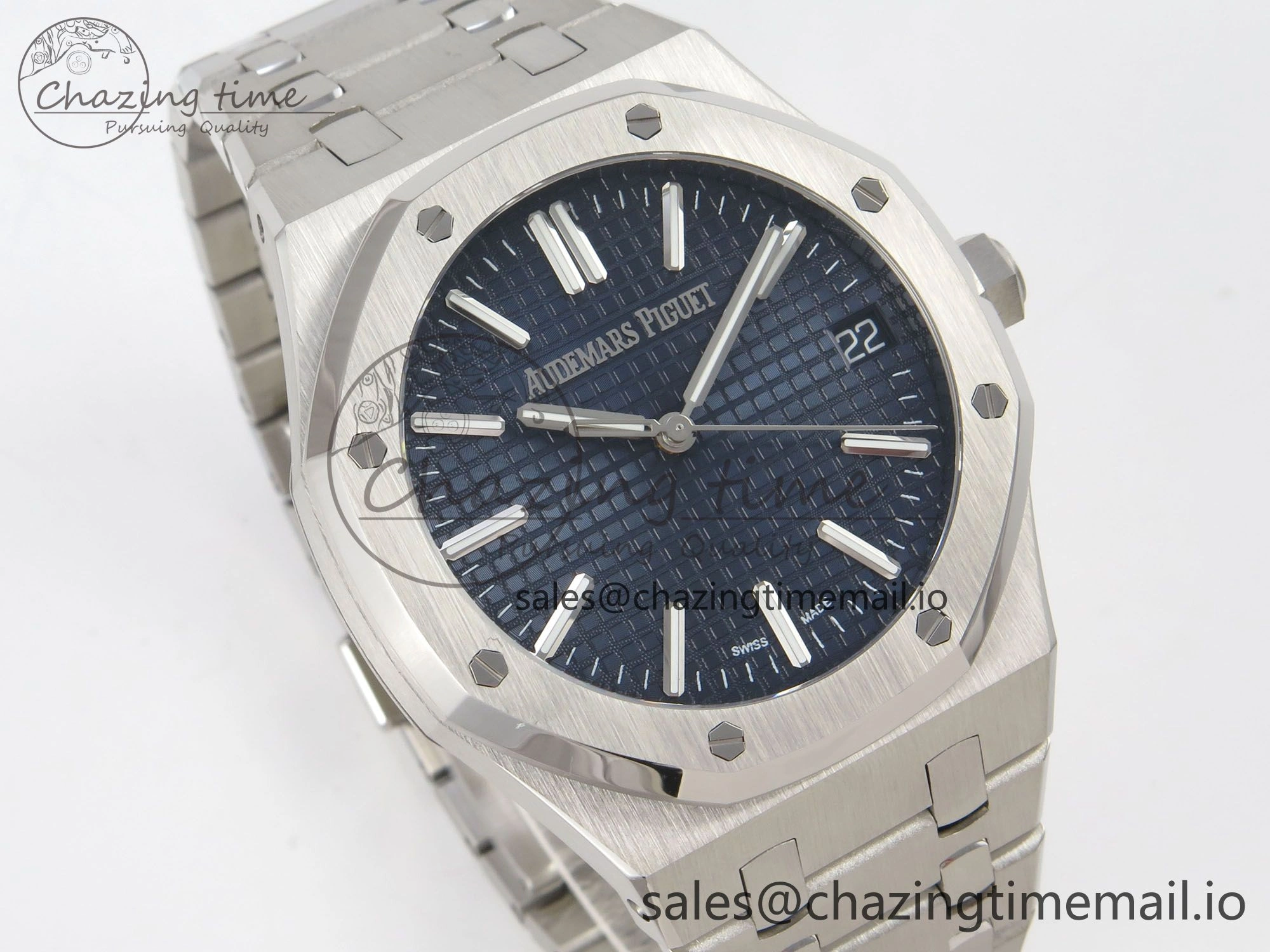 Royal Oak 15510 SS TWSF Best Edition Blue Textured Dial on SS Bracelet SA4302 Super Clone