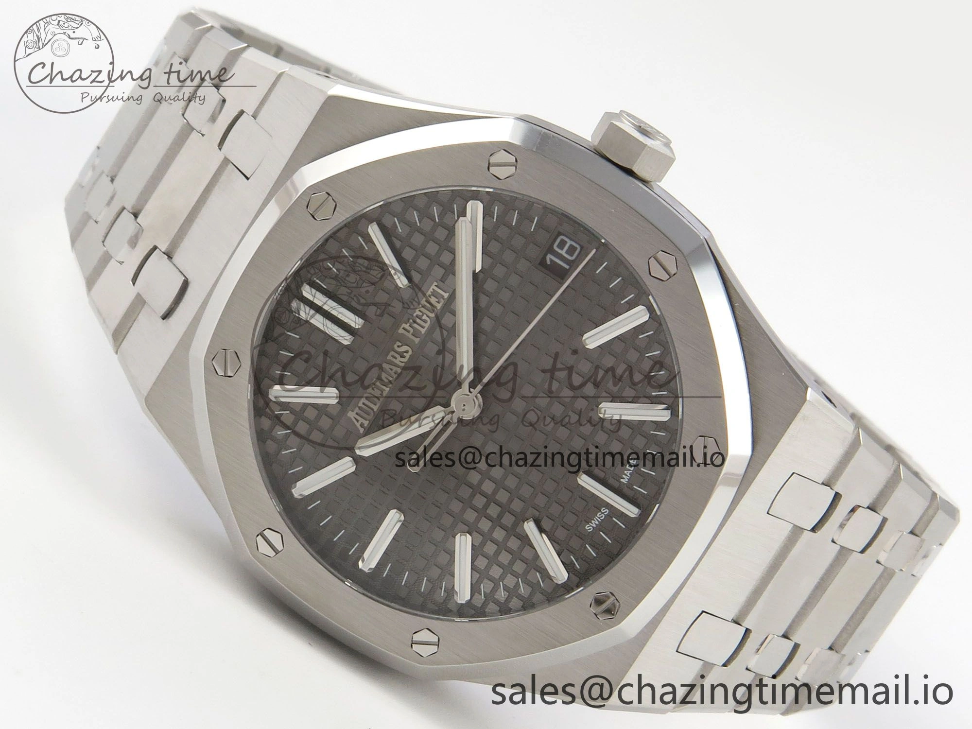 Royal Oak 15510 SS TWSF Best Edition Gray Textured Dial on SS Bracelet SA4302 Super Clone