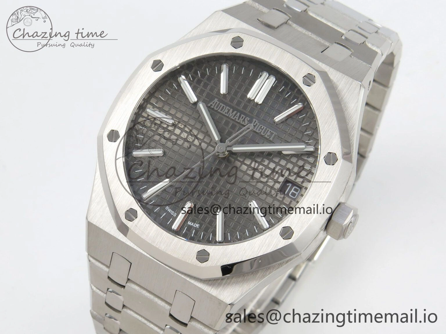 Royal Oak 15510 SS TWSF Best Edition Gray Textured Dial on SS Bracelet SA4302 Super Clone