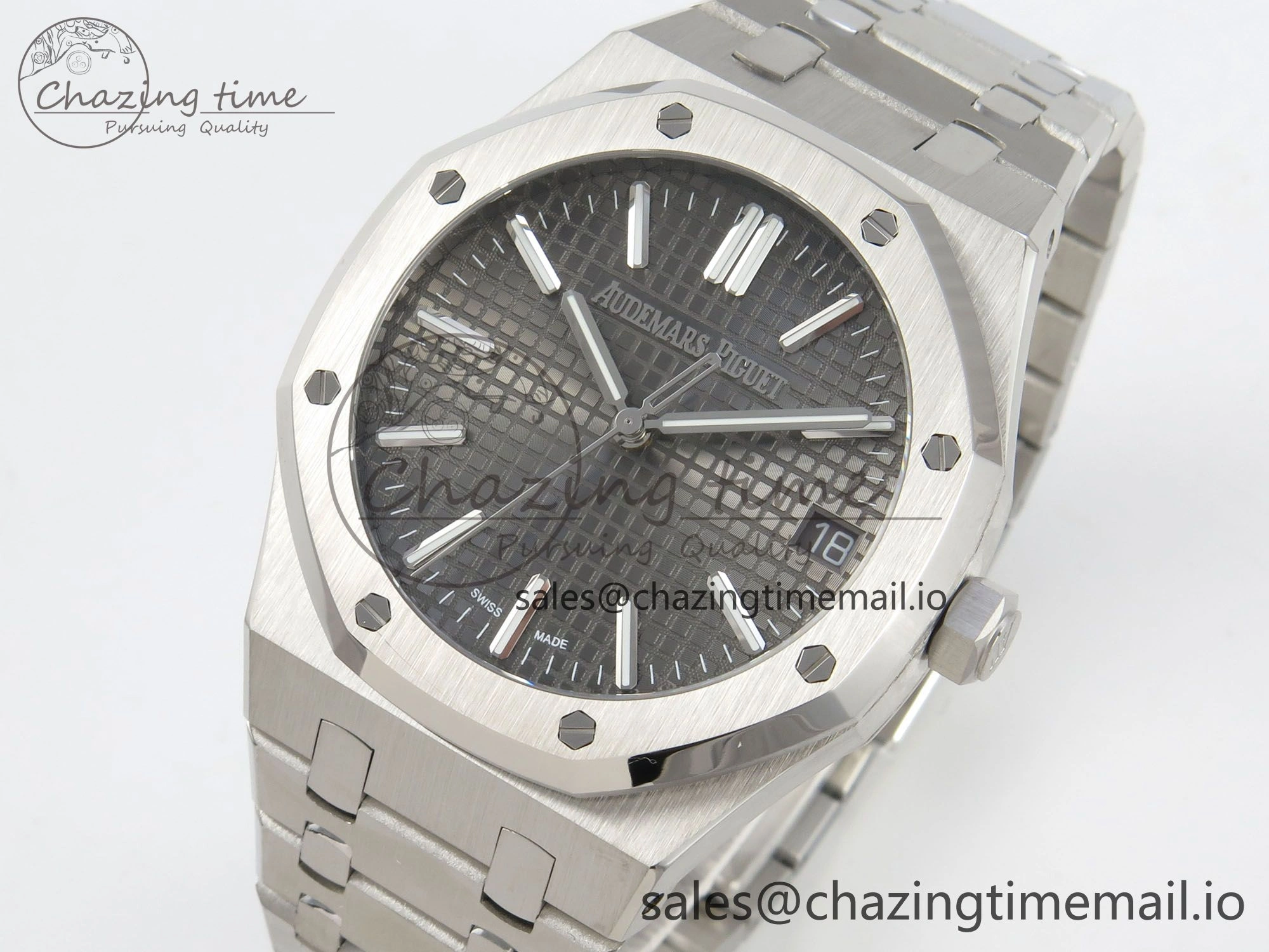 Royal Oak 15510 SS TWSF Best Edition Gray Textured Dial on SS Bracelet SA4302 Super Clone