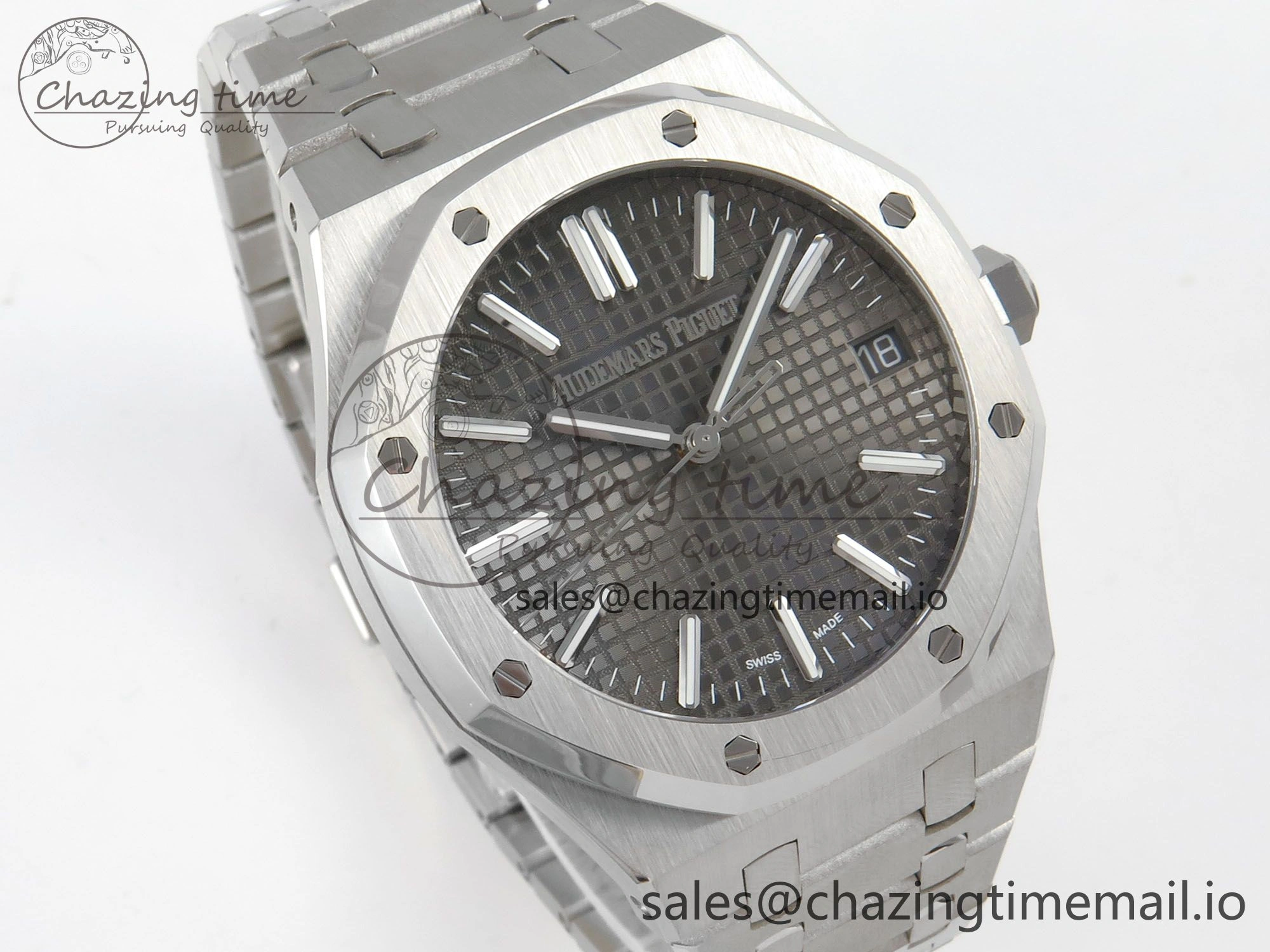 Royal Oak 15510 SS TWSF Best Edition Gray Textured Dial on SS Bracelet SA4302 Super Clone