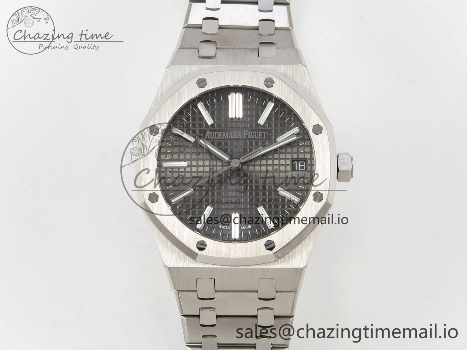 Royal Oak 15510 SS TWSF Best Edition Gray Textured Dial on SS Bracelet SA4302 Super Clone