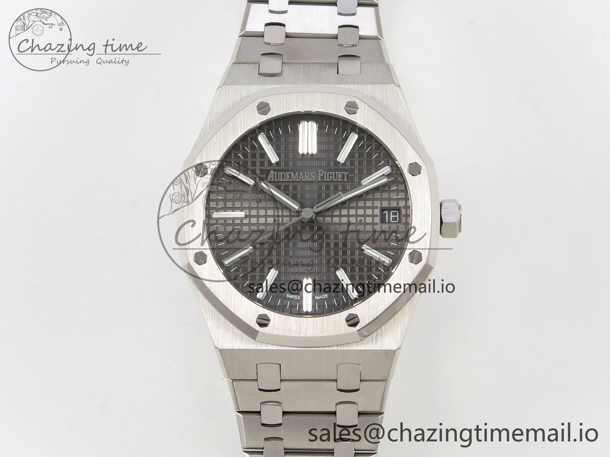 Royal Oak 15510 SS TWSF Best Edition Gray Textured Dial on SS Bracelet SA4302 Super Clone