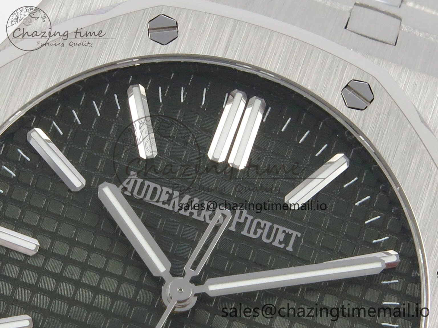 Royal Oak 15510 SS TWSF Best Edition Green Textured Dial on SS Bracelet SA4302 Super Clone