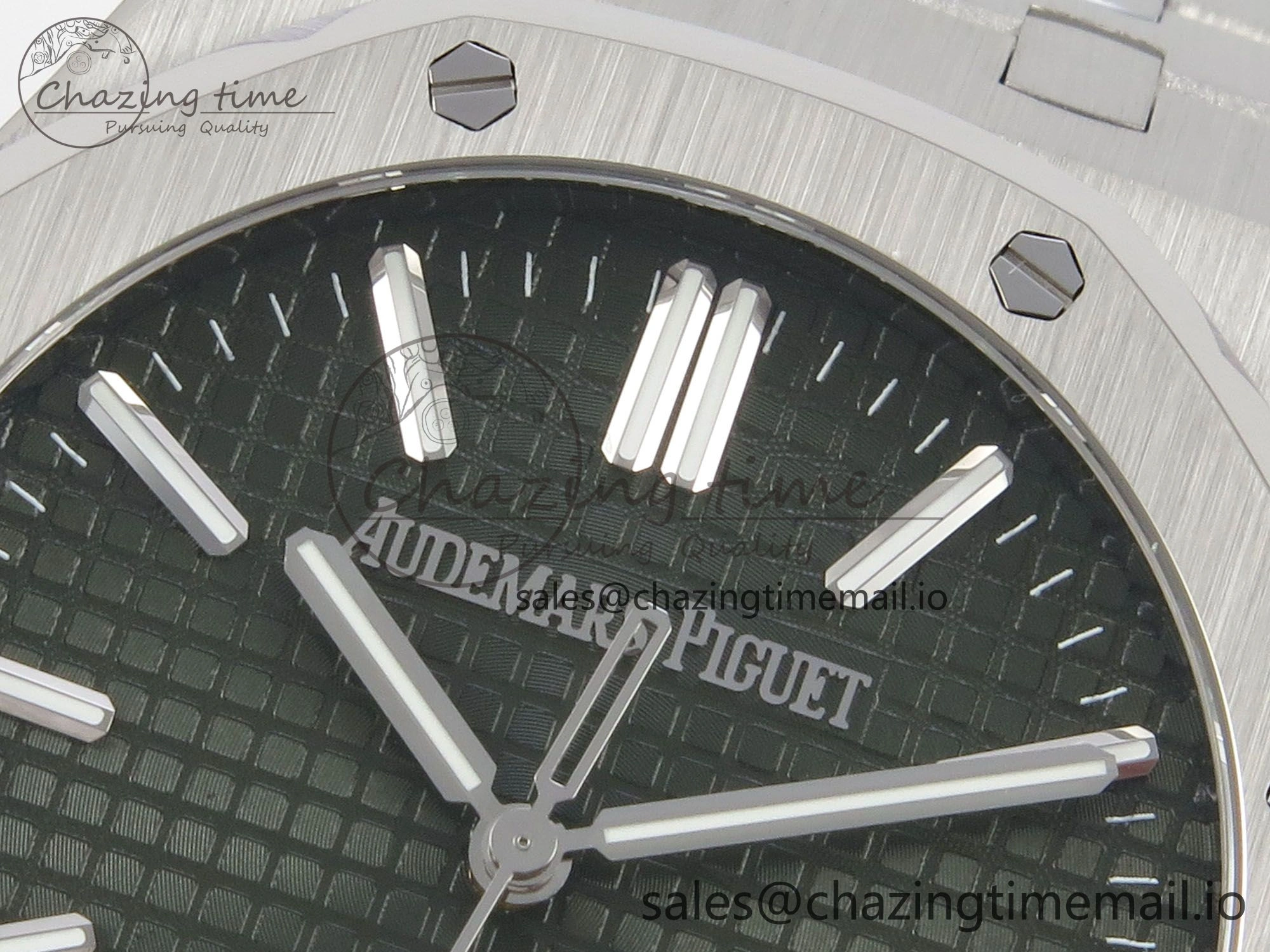 Royal Oak 15510 SS TWSF Best Edition Green Textured Dial on SS Bracelet SA4302 Super Clone
