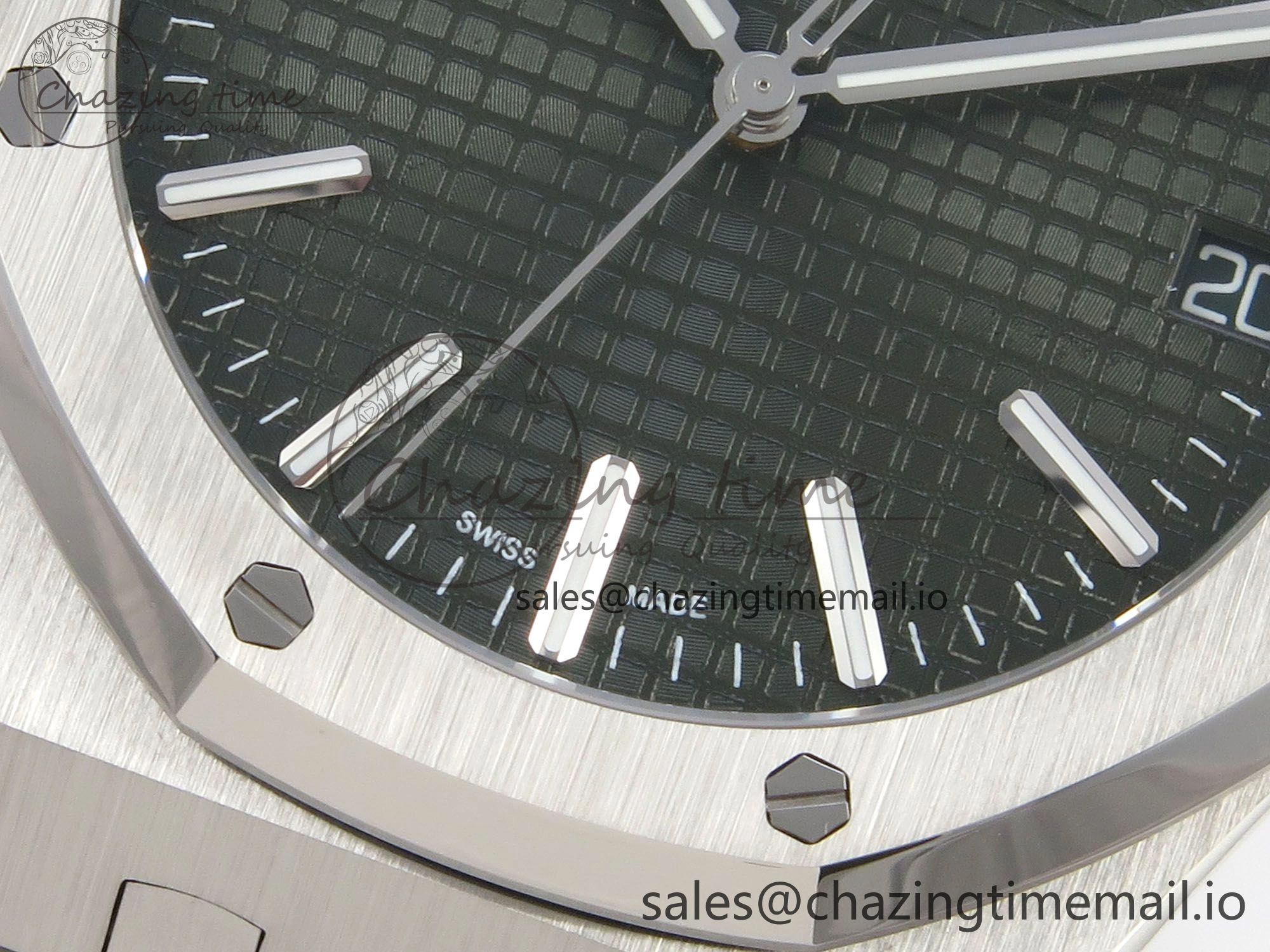 Royal Oak 15510 SS TWSF Best Edition Green Textured Dial on SS Bracelet SA4302 Super Clone