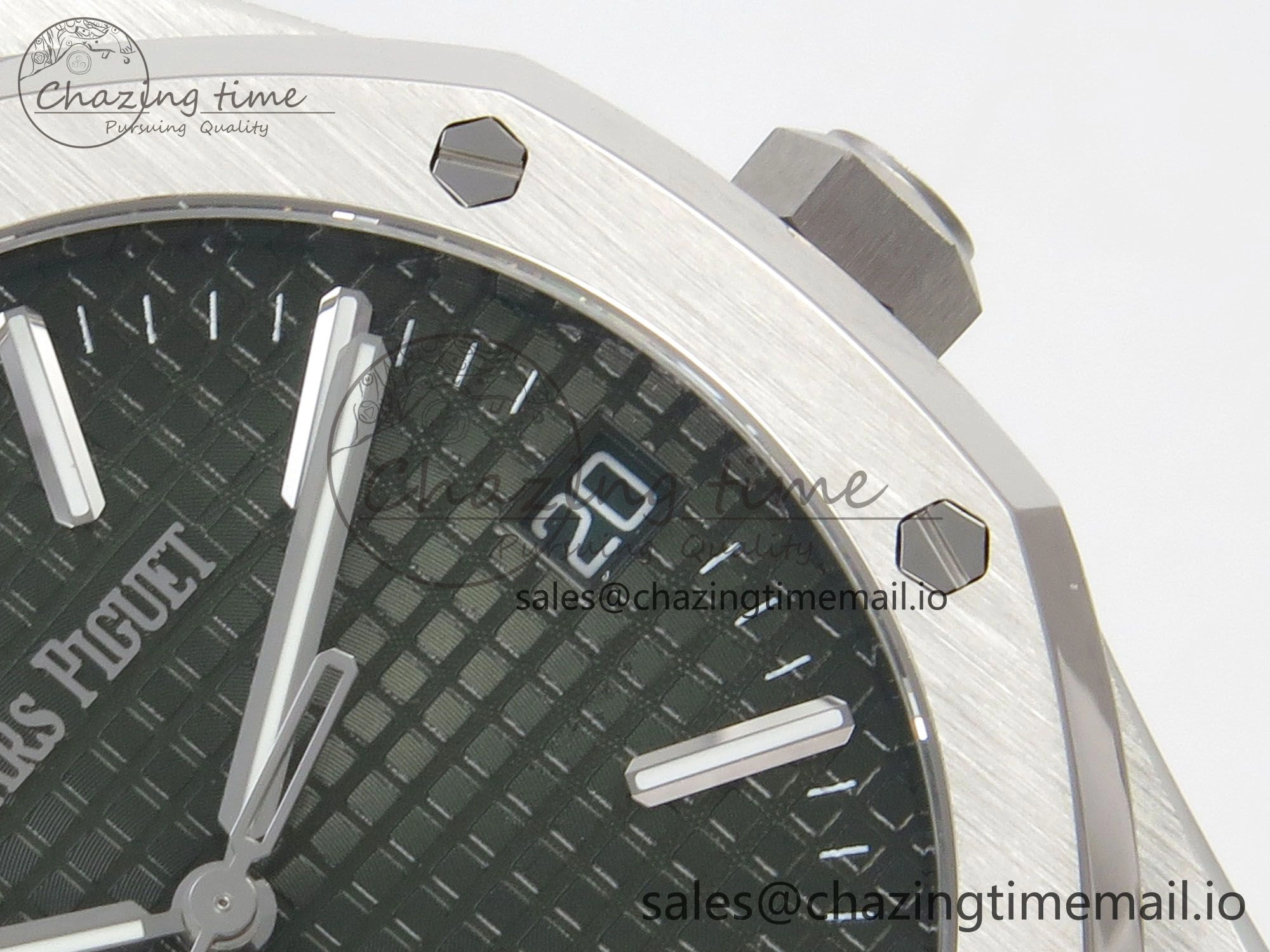 Royal Oak 15510 SS TWSF Best Edition Green Textured Dial on SS Bracelet SA4302 Super Clone