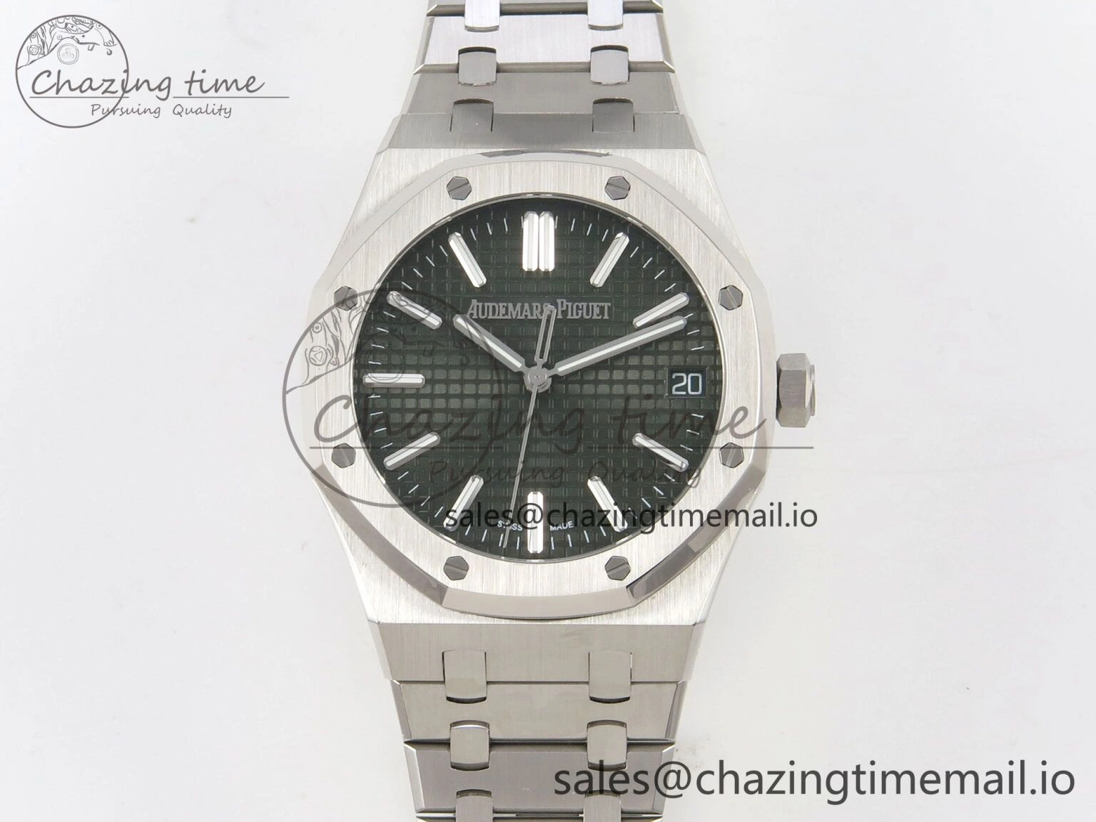 Royal Oak 15510 SS TWSF Best Edition Green Textured Dial on SS Bracelet SA4302 Super Clone