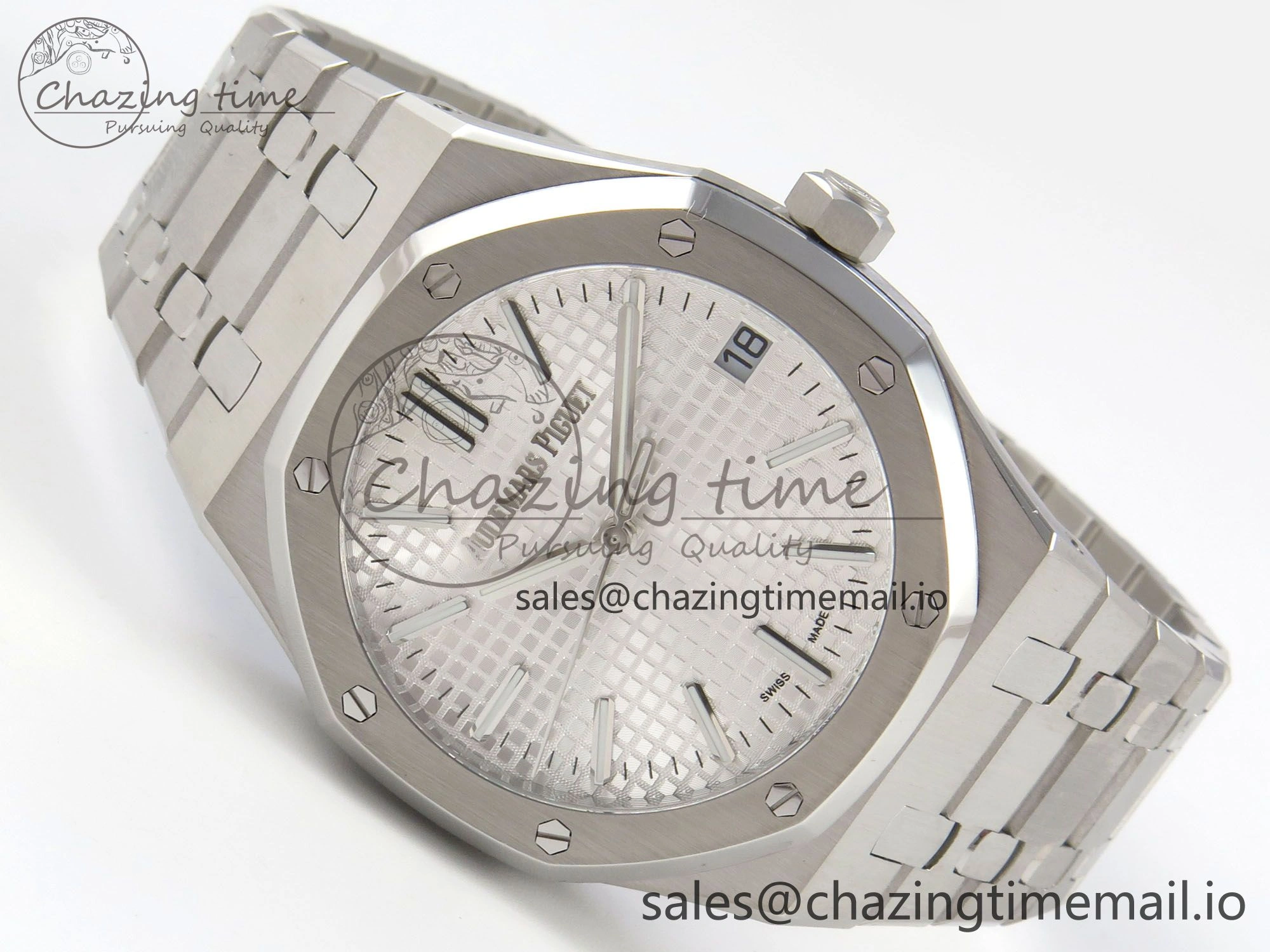 Royal Oak 15510 SS TWSF Best Edition White Textured Dial on SS Bracelet SA4302 Super Clone