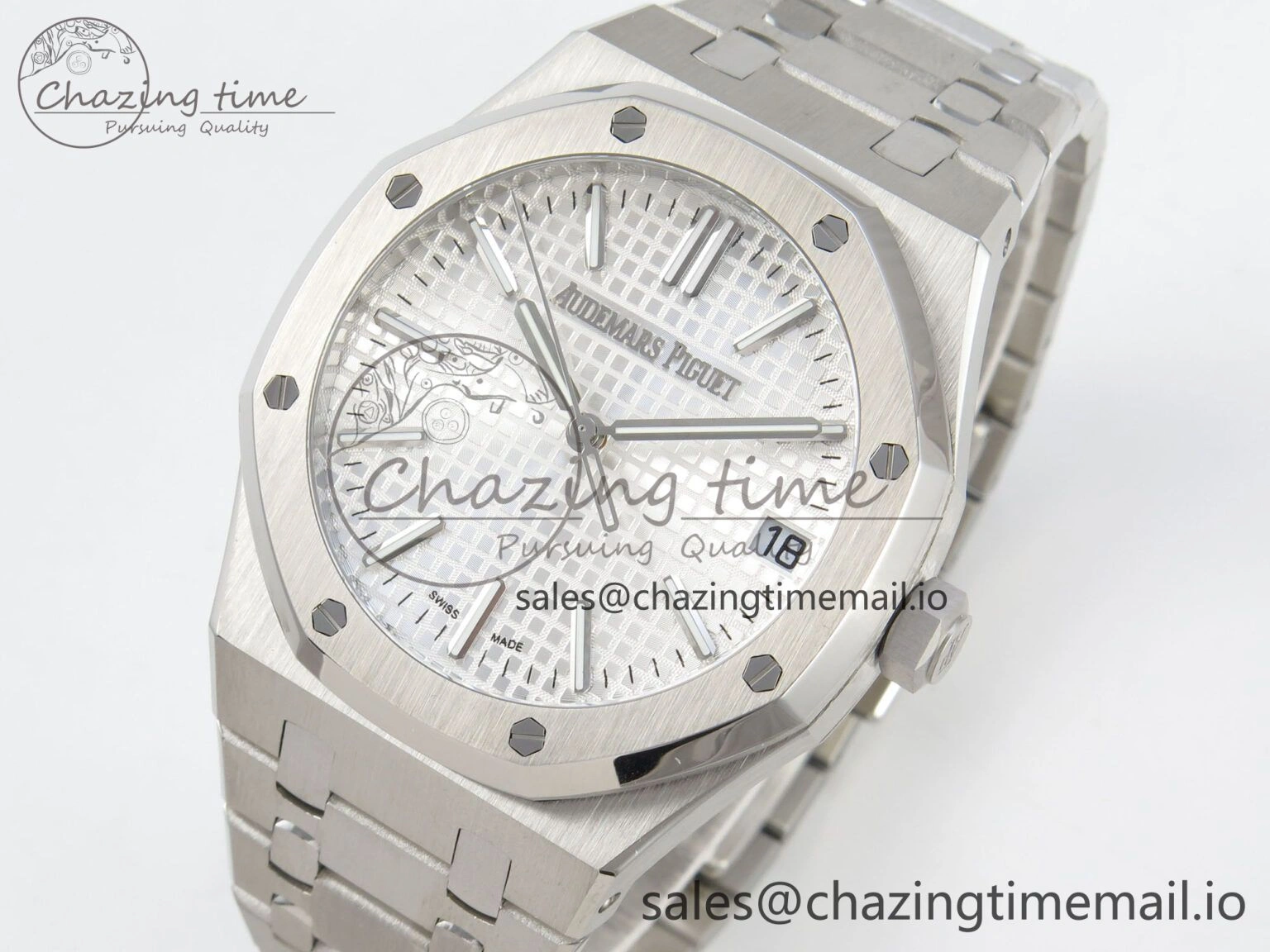 Royal Oak 15510 SS TWSF Best Edition White Textured Dial on SS Bracelet SA4302 Super Clone
