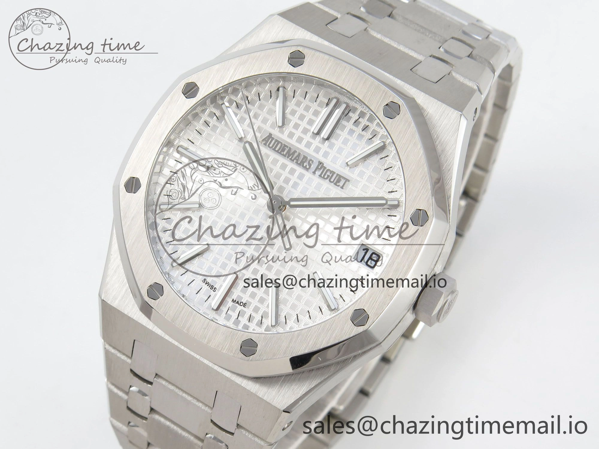 Royal Oak 15510 SS TWSF Best Edition White Textured Dial on SS Bracelet SA4302 Super Clone