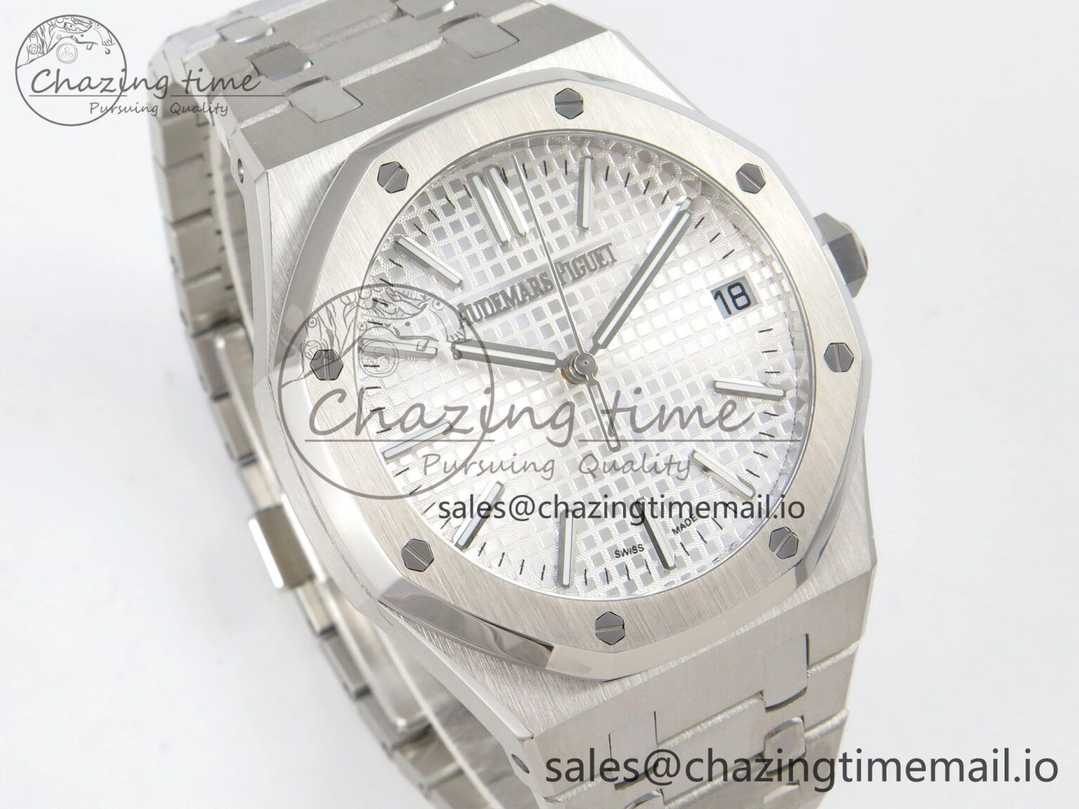 Royal Oak 15510 SS TWSF Best Edition White Textured Dial on SS Bracelet SA4302 Super Clone