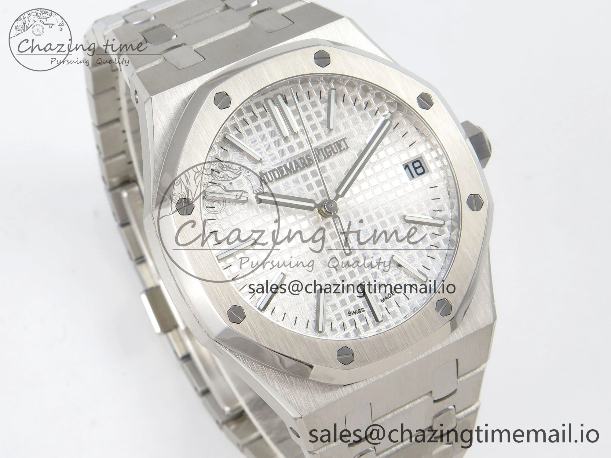 Royal Oak 15510 SS TWSF Best Edition White Textured Dial on SS Bracelet SA4302 Super Clone