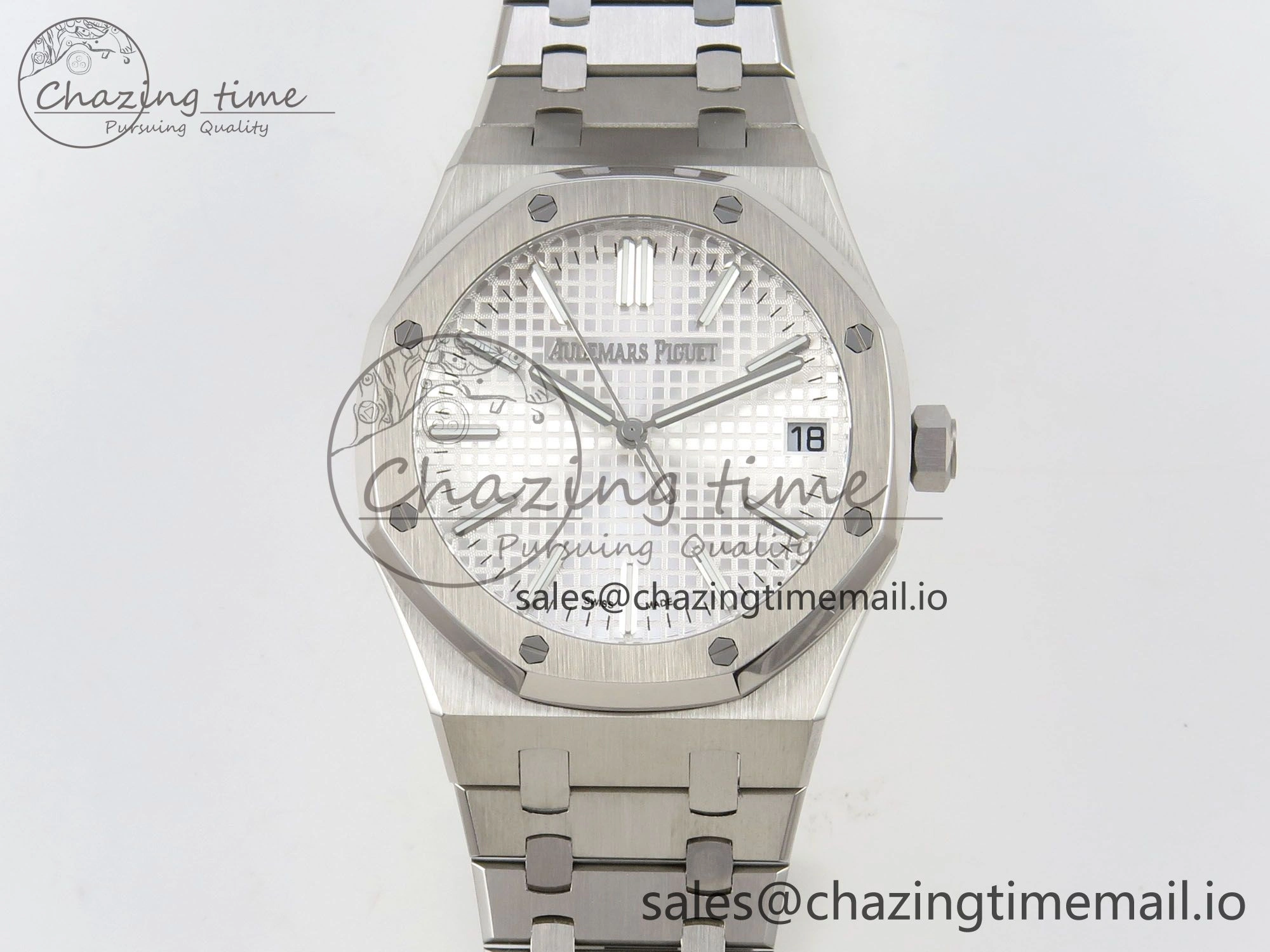 Royal Oak 15510 SS TWSF Best Edition White Textured Dial on SS Bracelet SA4302 Super Clone