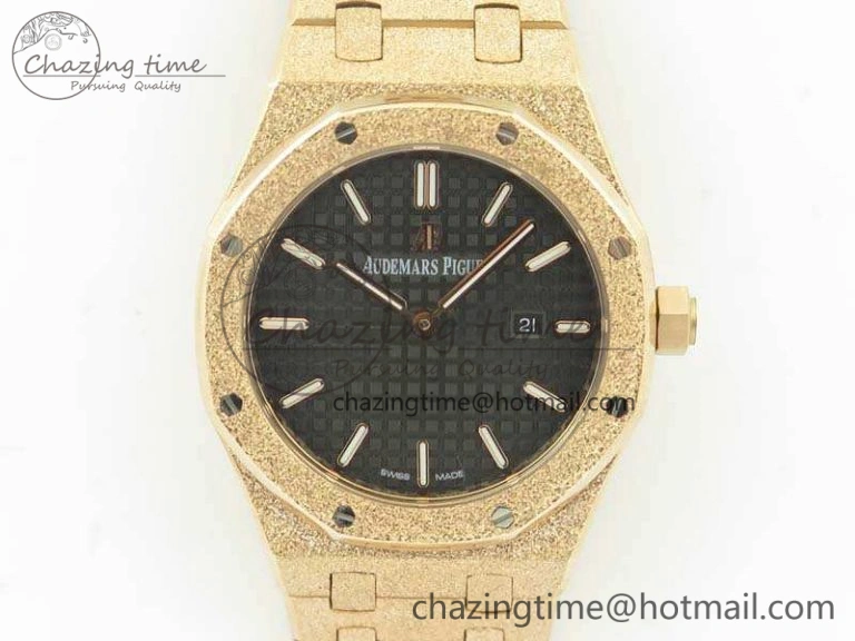 Royal Oak 33mm 15000 Satin-Polished RG OM Best Edition Black Dial On RG Bracelet Quartz