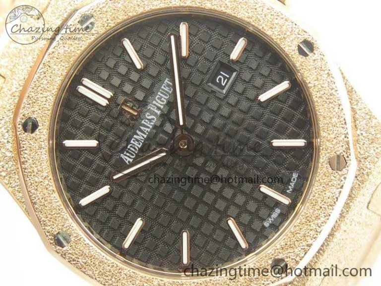 Royal Oak 33mm 15000 Satin-Polished RG OM Best Edition Black Dial On RG Bracelet Quartz