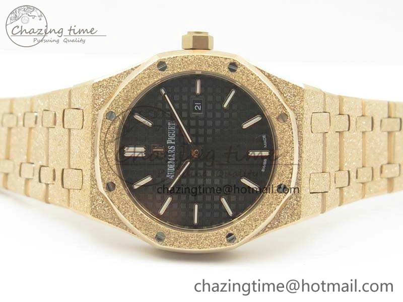 Royal Oak 33mm 15000 Satin-Polished RG OM Best Edition Black Dial On RG Bracelet Quartz