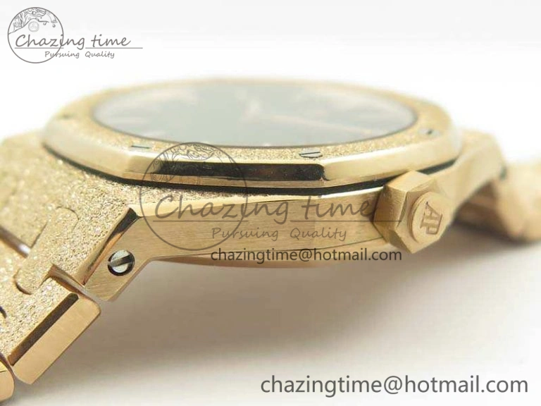 Royal Oak 33mm 15000 Satin-Polished RG OM Best Edition Black Dial On RG Bracelet Quartz