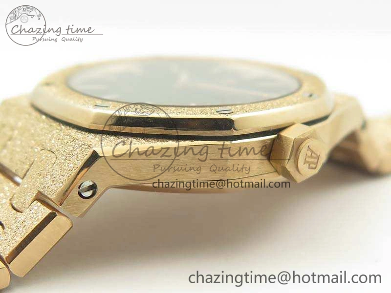 Royal Oak 33mm 15000 Satin-Polished RG OM Best Edition Black Dial On RG Bracelet Quartz