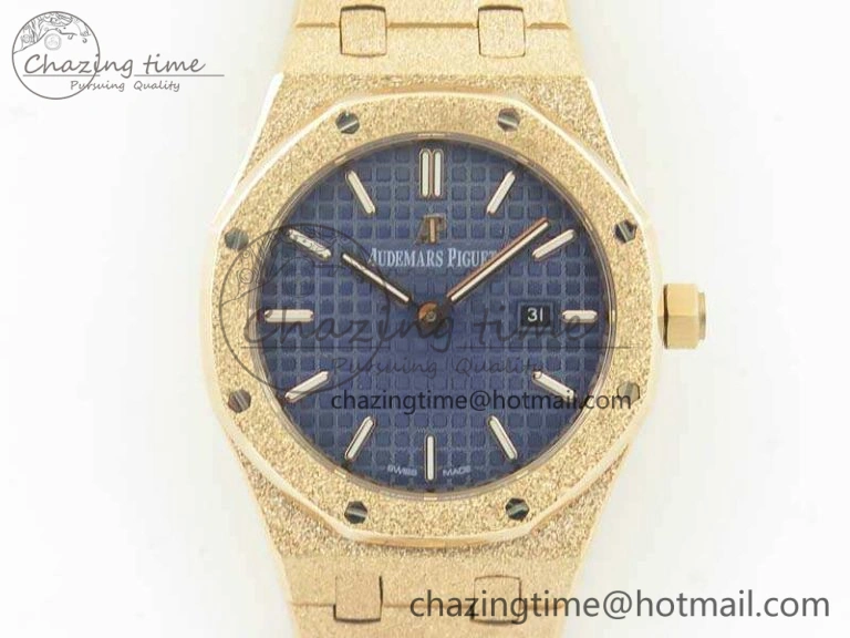 Royal Oak 33mm 15000 Satin-Polished RG OM Best Edition Blue Dial On RG Bracelet Quartz