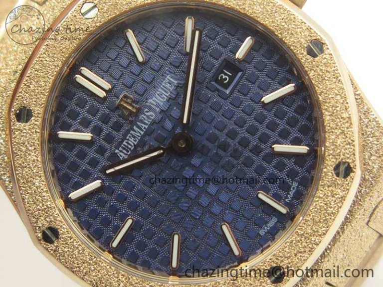Royal Oak 33mm 15000 Satin-Polished RG OM Best Edition Blue Dial On RG Bracelet Quartz