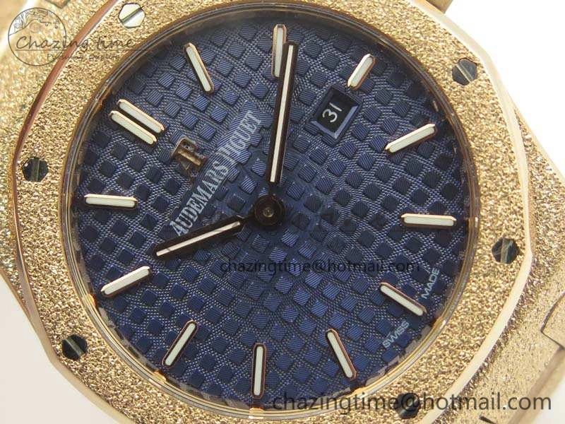 Royal Oak 33mm 15000 Satin-Polished RG OM Best Edition Blue Dial On RG Bracelet Quartz