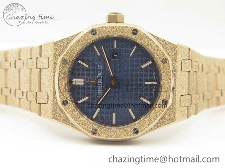 Royal Oak 33mm 15000 Satin-Polished RG OM Best Edition Blue Dial On RG Bracelet Quartz