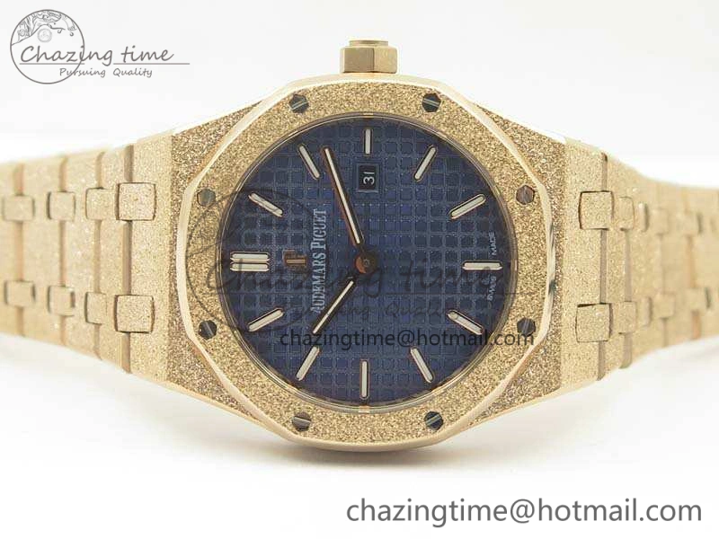 Royal Oak 33mm 15000 Satin-Polished RG OM Best Edition Blue Dial On RG Bracelet Quartz