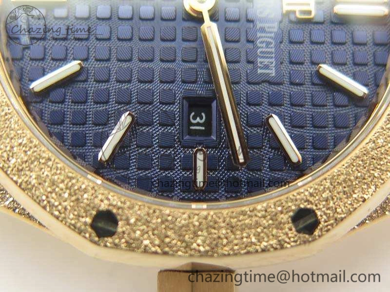 Royal Oak 33mm 15000 Satin-Polished RG OM Best Edition Blue Dial On RG Bracelet Quartz