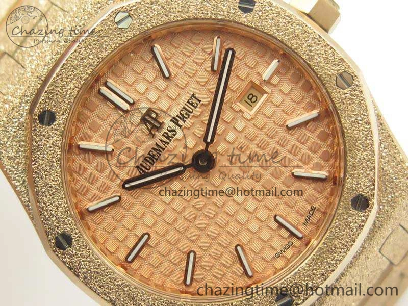 Royal Oak 33mm 15000 Satin-Polished RG OM Best Edition Gold Dial On RG Bracelet Quartz